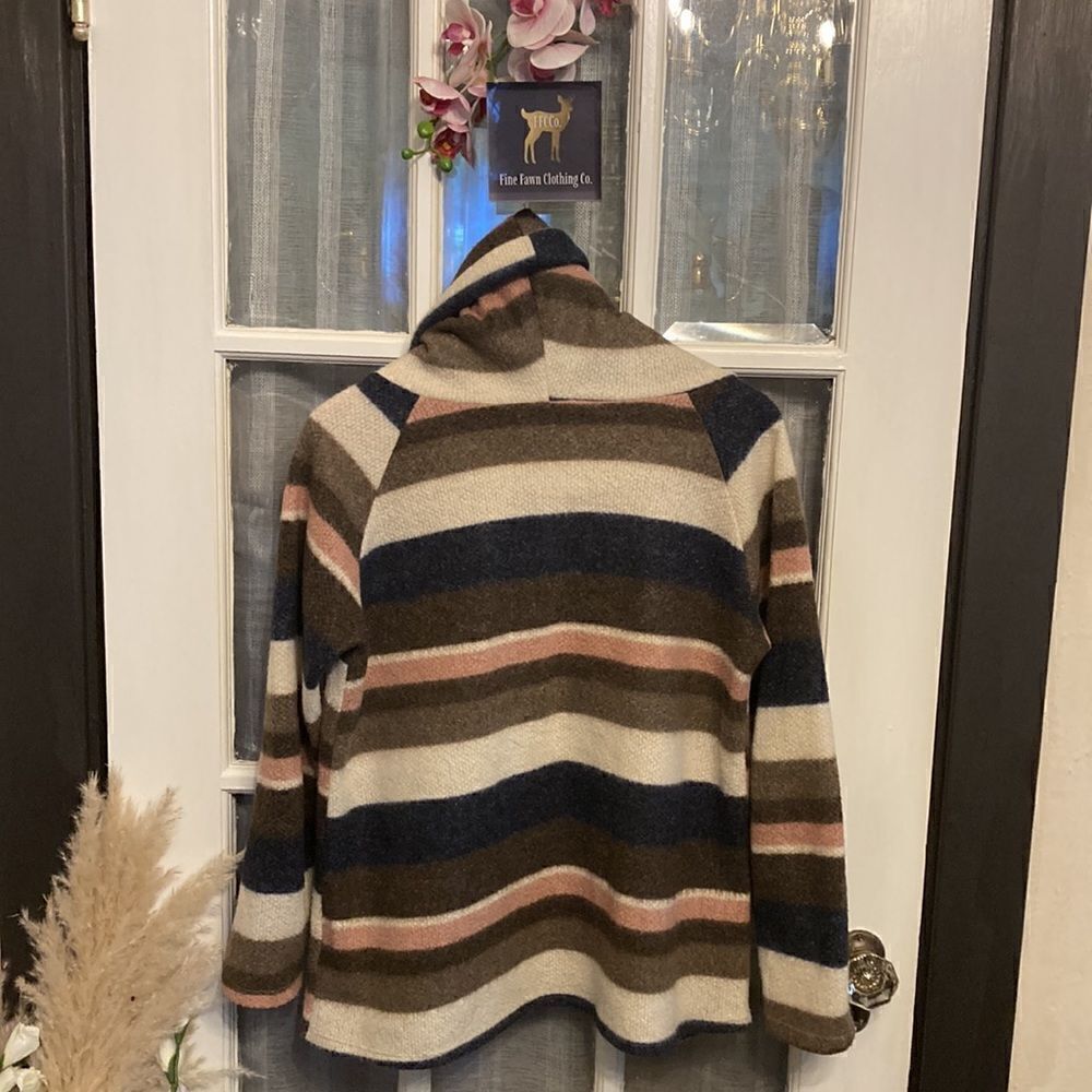 143 Story by Line Up Soft High Turtle Neck/Cowl Neck Striped Sweater - Picture 2 of 14